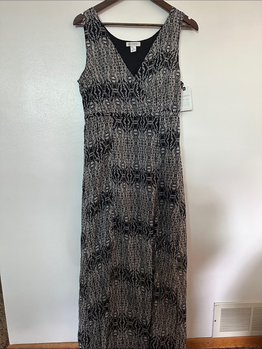 Element Black and Taupe Patterned Sleeveless Maxi Dress